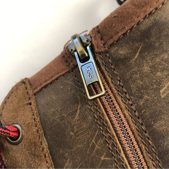 UGG Robley red lace up leather boots NWOT size 37 - Picture 11 of 12